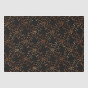 Seamless Orange Foil and Black Cobwebs Halloween Tissue Paper