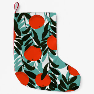 Seamless Orange Fruit Garden Print Small Christmas Stocking