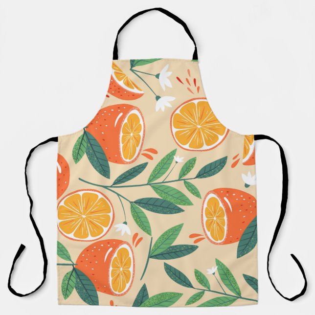 Seamless orange pattern, abstract vintage art. apron (Front)