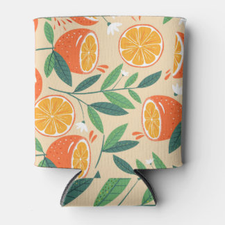 Seamless orange pattern, abstract vintage art. can cooler