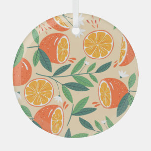 Seamless orange pattern, abstract vintage art. glass tree decoration