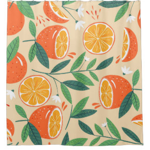 Seamless orange pattern, abstract vintage art. shower curtain