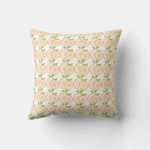 Seamless Orange Slice and Leaf Pattern Cushion