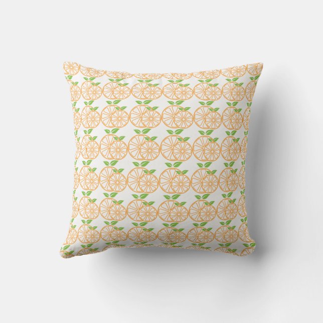 Seamless Orange Slice and Leaf Pattern Cushion (Back)
