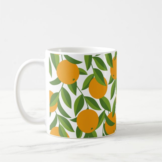 Seamless orange tree art pattern. coffee mug (Left)