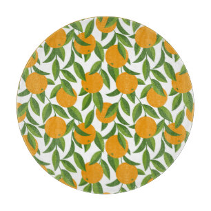 Seamless orange tree art pattern. cutting board