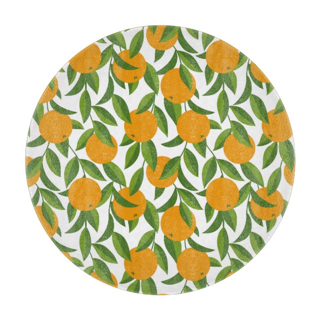 Seamless orange tree art pattern. cutting board (Front)