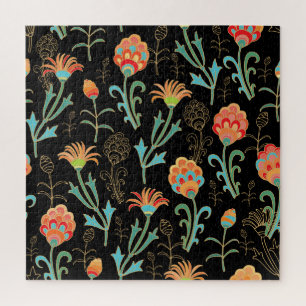 Seamless Oriental Floral Elegance Jigsaw Puzzle