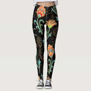 Seamless Oriental Floral Elegance Leggings