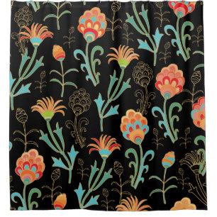 Seamless Oriental Floral Elegance Shower Curtain