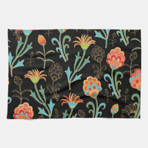 Seamless Oriental Floral Elegance Tea Towel