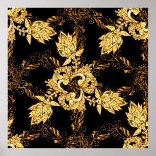 Seamless oriental ornament in the style of baroque poster