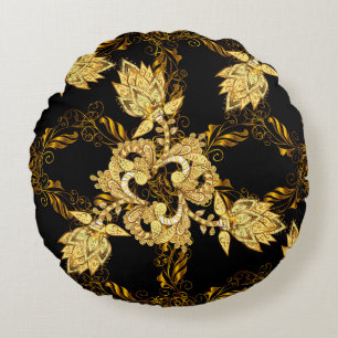Seamless oriental ornament in the style of baroque round cushion
