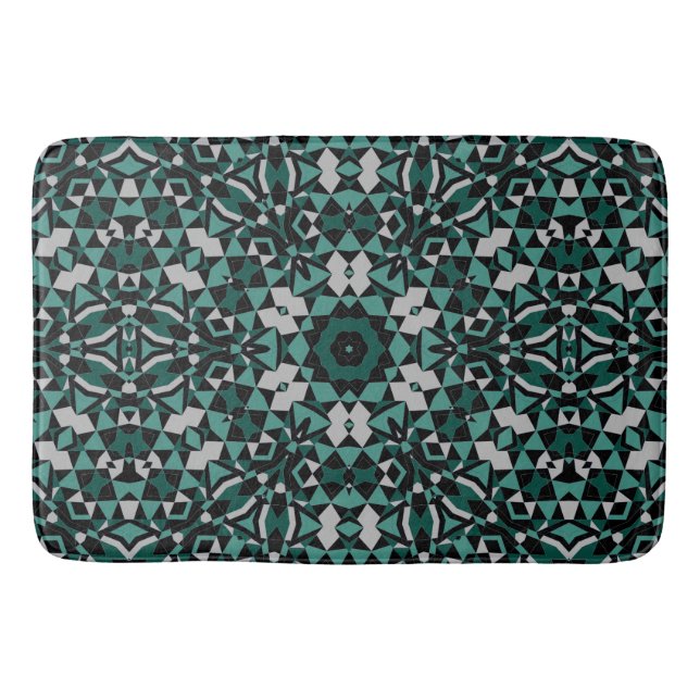Seamless ornamental black green grey decor decorat bath mat (Front)