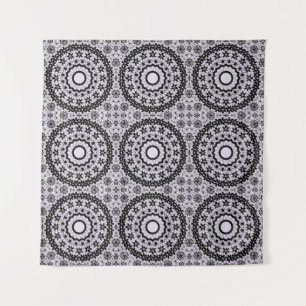 Seamless ornamental black grey lace decor decorati tapestry