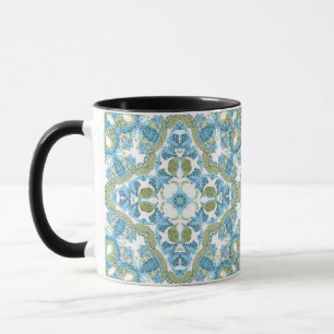 Seamless ornamental blue green white decor decorat mug