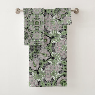 Seamless ornamental grey decor decoration tile mos bath towel set