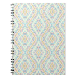 Seamless ornamental pastel green blue beige decor notebook
