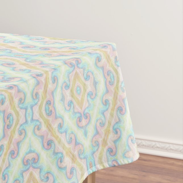 Seamless ornamental pastel green blue beige decor tablecloth (In Situ)