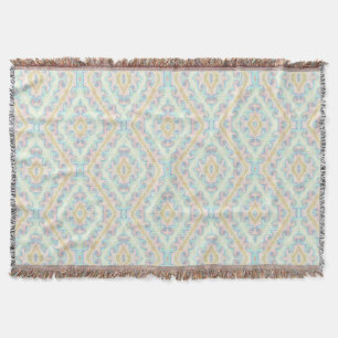 Seamless ornamental pastel green blue beige decor throw blanket