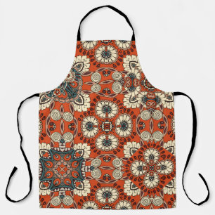 Seamless ornamental pattern with floral and paisle apron
