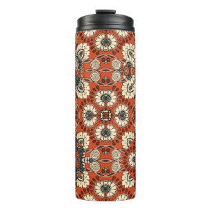 Seamless ornamental pattern with floral and paisle thermal tumbler