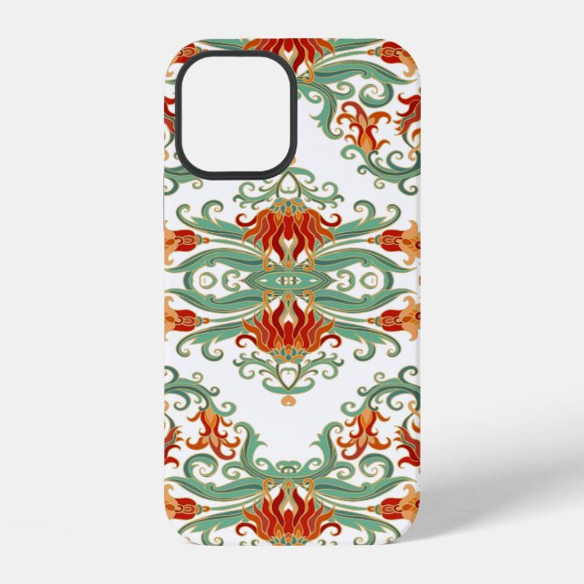 Seamless ornamental pattern with stylised red flow iPhone case (Back)