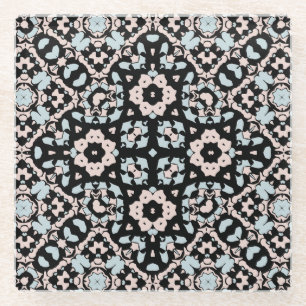 Seamless ornamental retro moroccan arabic vintage glass coaster