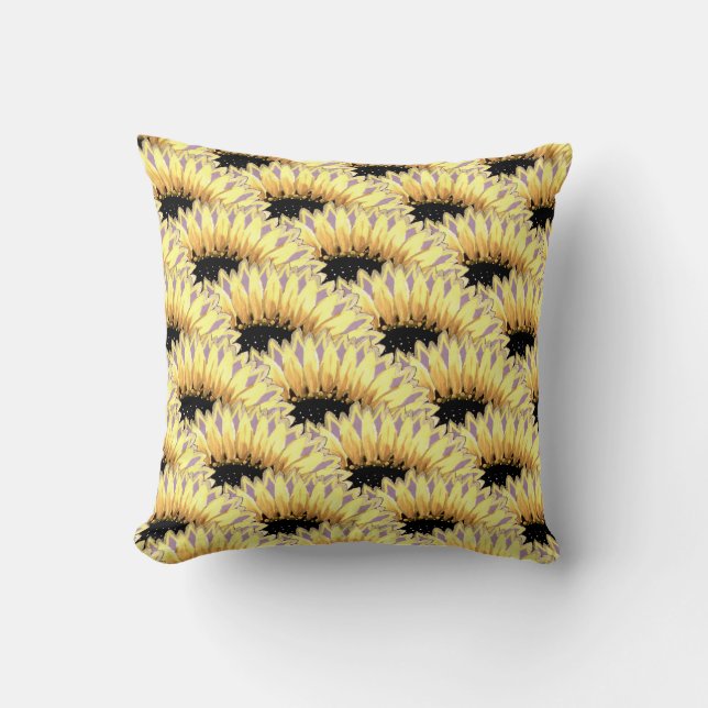 Seamless Overlapping Sunflower Pattern Cushion (Front)