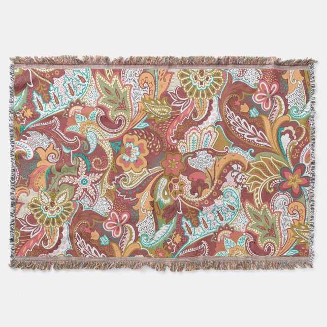 Seamless paisley: elegant background pattern. throw blanket (Front)
