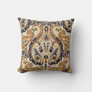Seamless Paisley floral pattern. Colourful ornamen Cushion