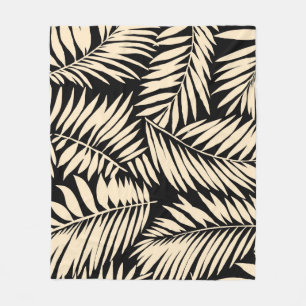 Seamless Palm Leaf Pattern in  Fleece Blanket