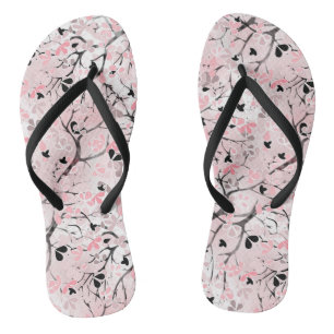 Seamless pastel floral flowers pink blush leaves t flip flops