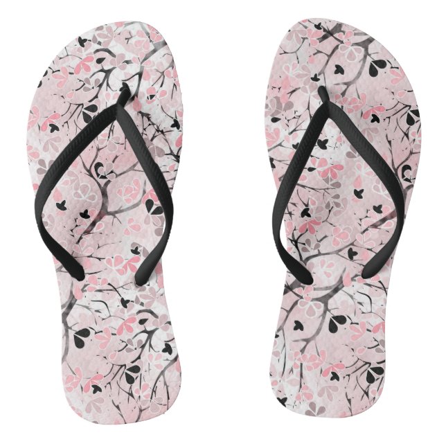 Seamless pastel floral flowers pink blush leaves t flip flops (Footbed)