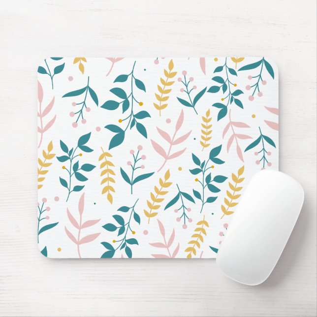Seamless Pastel Flowers Mouse Mat (With Mouse)