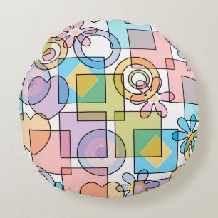 Seamless pastel geometrical shapes squares circles round cushion