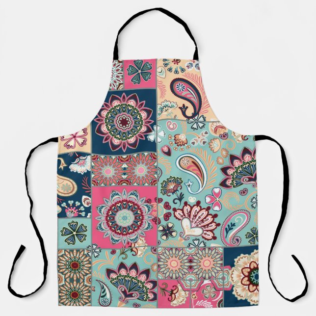 Seamless patchwork background with paisley and flo apron (Front)