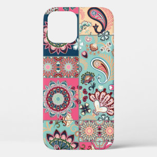 Seamless patchwork background with paisley and flo iPhone 12 case