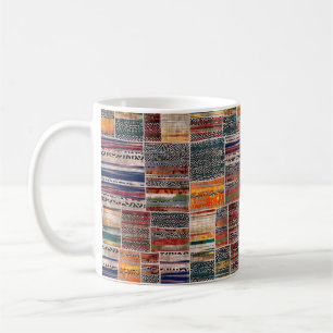 Seamless patchwork collage mix quilt pattern print coffee mug