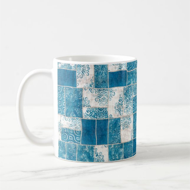Seamless patchwork collage mix quilt pattern print coffee mug (Left)