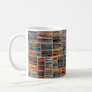 Seamless patchwork collage mix quilt pattern print coffee mug