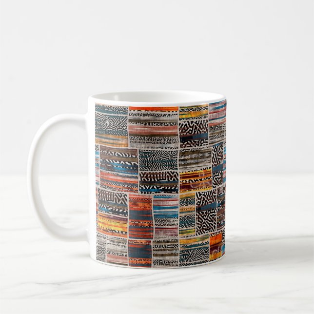 Seamless patchwork collage mix quilt pattern print coffee mug (Left)