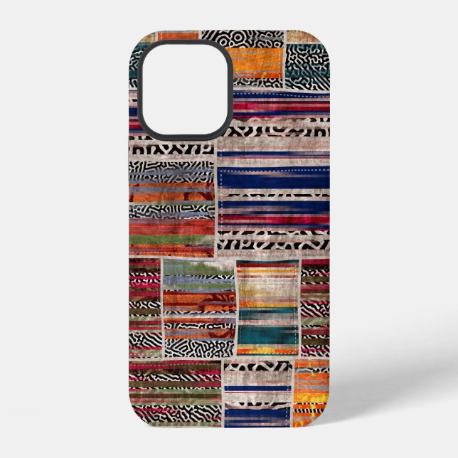 Seamless patchwork collage mix quilt pattern print iPhone case (Back)