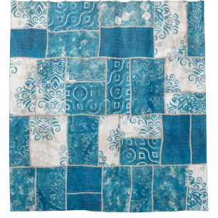 Seamless patchwork collage mix quilt pattern print shower curtain