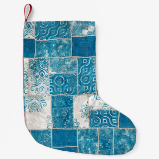 Seamless patchwork collage mix quilt pattern print small christmas stocking