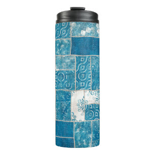 Seamless patchwork collage mix quilt pattern print thermal tumbler