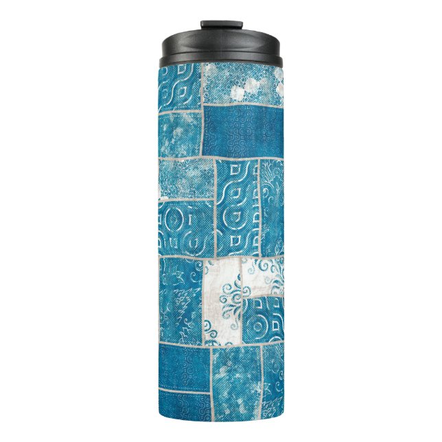 Seamless patchwork collage mix quilt pattern print thermal tumbler (Front)