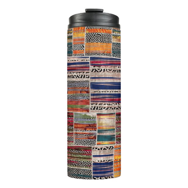 Seamless patchwork collage mix quilt pattern print thermal tumbler (Front)