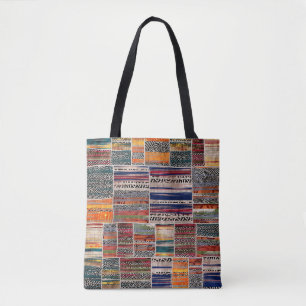 Seamless patchwork collage mix quilt pattern print tote bag