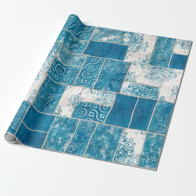 Seamless patchwork collage mix quilt pattern print wrapping paper (Unrolled)